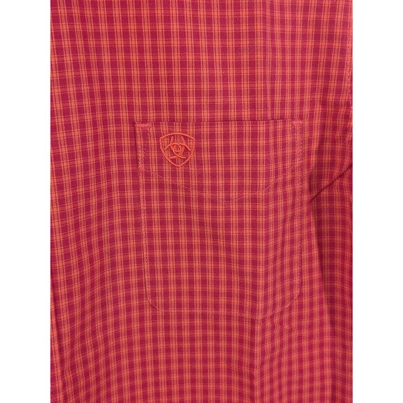 Ariat Boys Teen Pro Series Plaid Red Button Down Shirt Cowboy Western Sz XL (18) - Picture 3 of 10